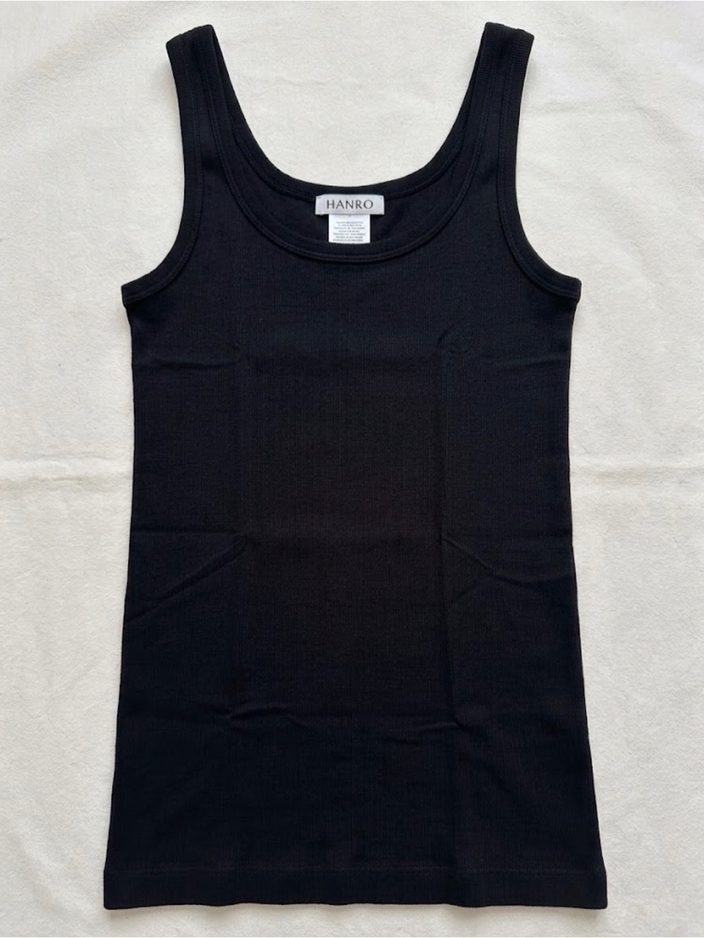 Hanro Black Ribbed Tank Top - Sleek Scoop Neck